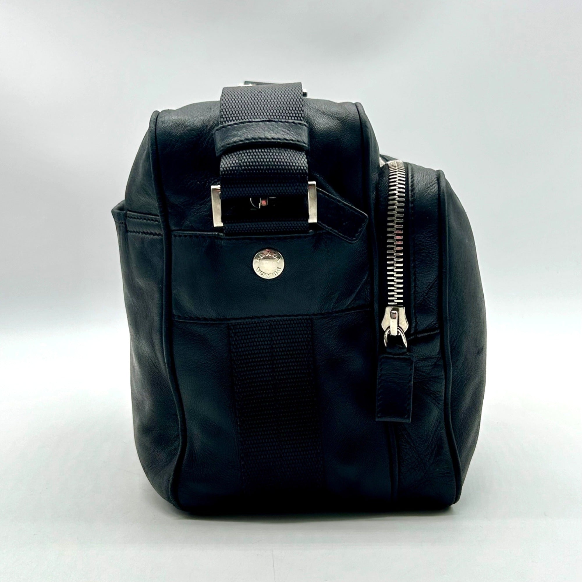 Prada Vintage Black Soft-Leather Multi-Pocket Shoulder Bag