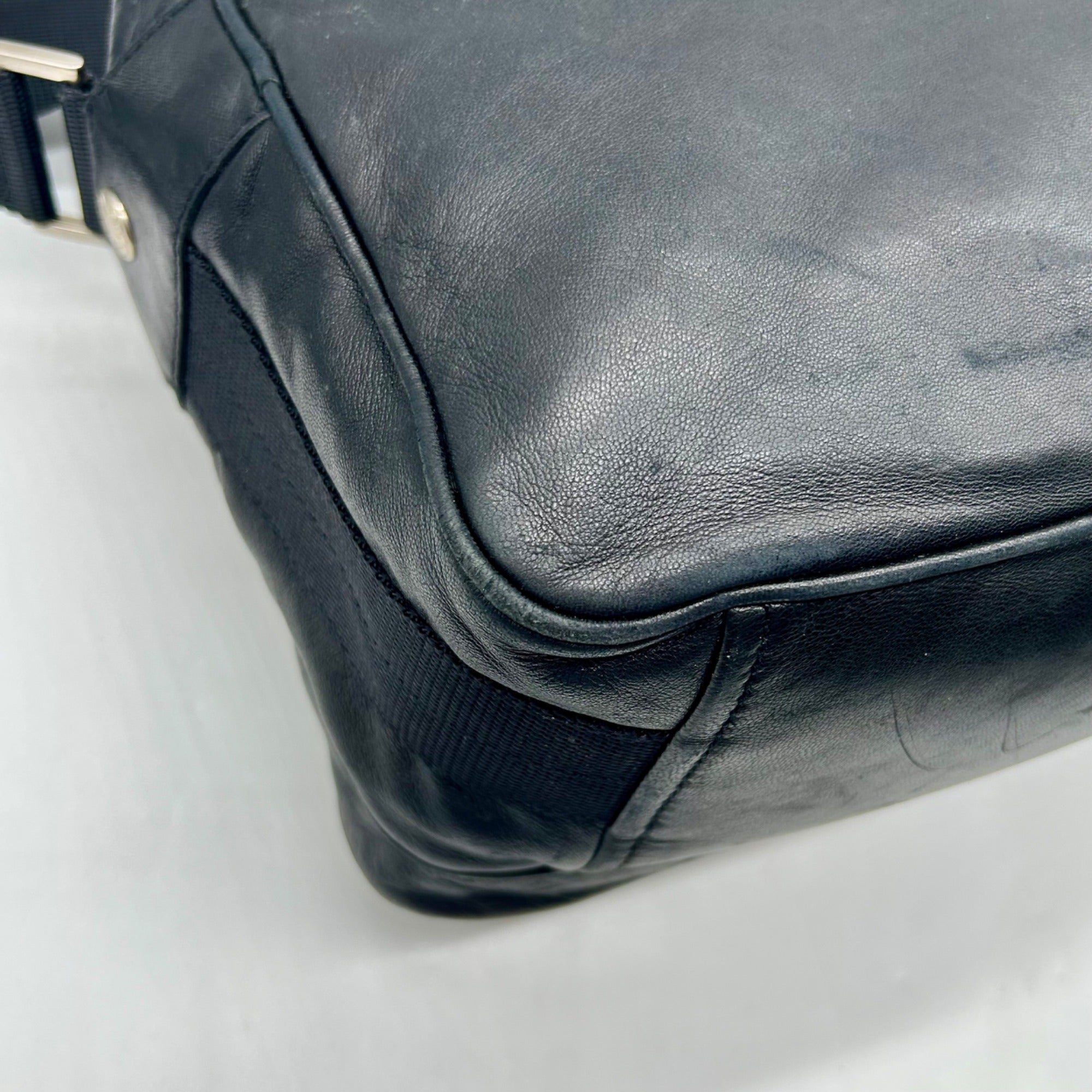 Prada Vintage Black Soft-Leather Multi-Pocket Shoulder Bag