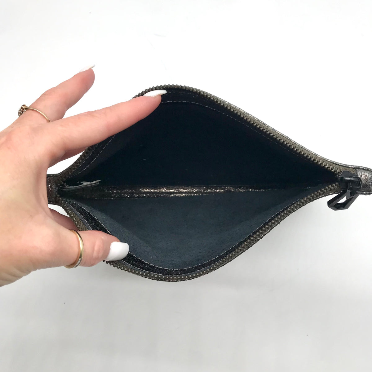 Marc Jacobs Dark Glossy Gray Zip Pouch