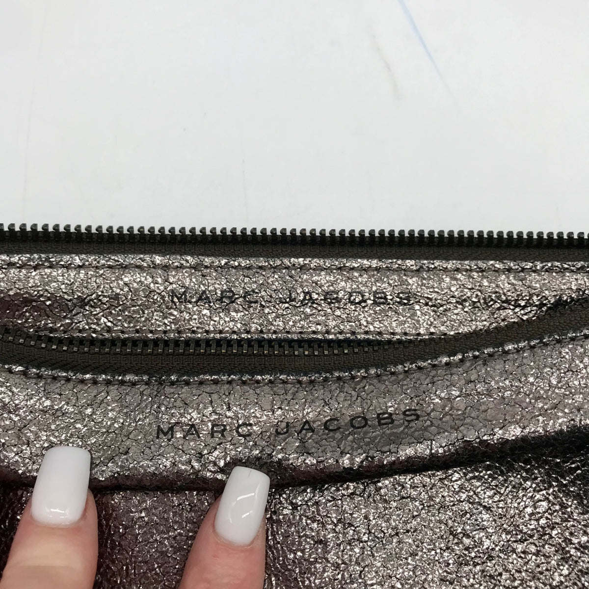 Marc Jacobs Dark Glossy Gray Zip Pouch
