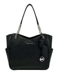 Michael Kors Black Monogram Canvas Jet Set Logo Chain Shoulder Bag