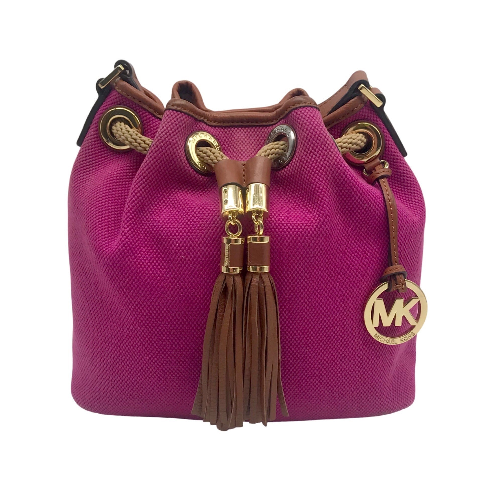 Michael Kors Fuchsia Canvas Marina Gathered Tote Bag