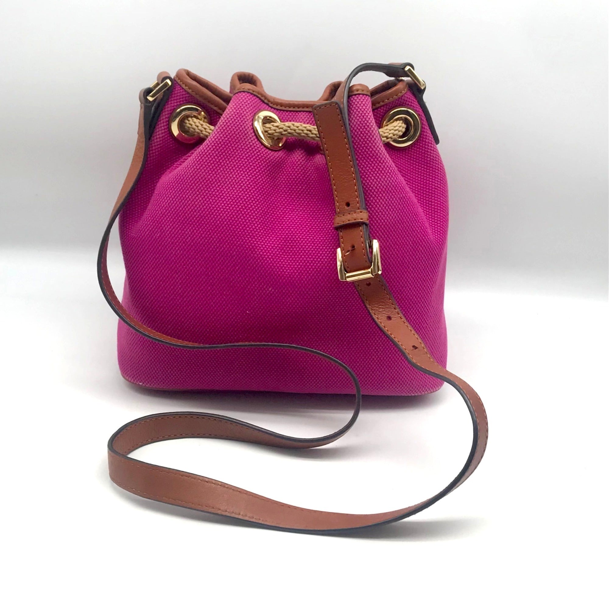 Michael Kors Fuchsia Canvas Marina Gathered Tote Bag