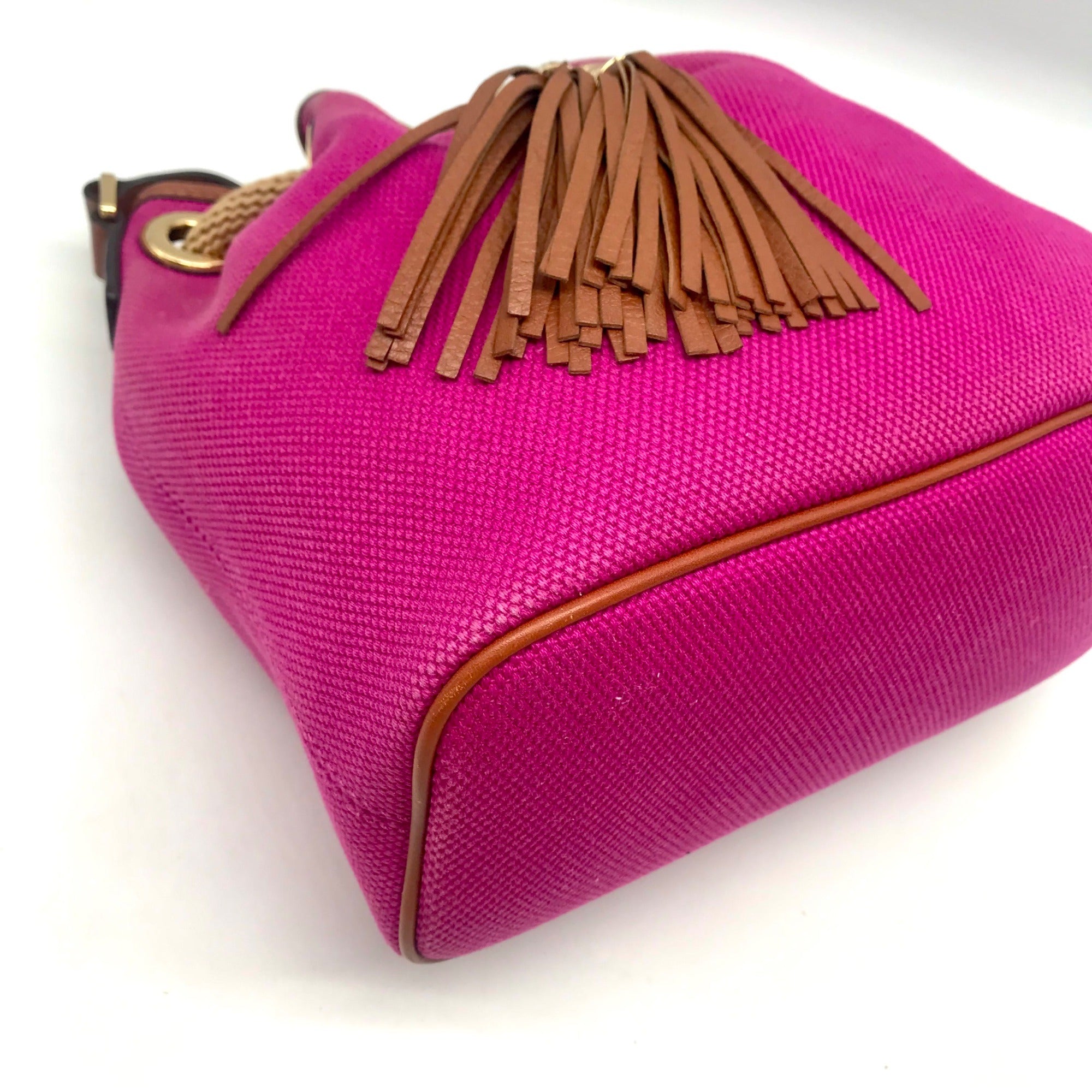 Michael Kors Fuchsia Canvas Marina Gathered Tote Bag