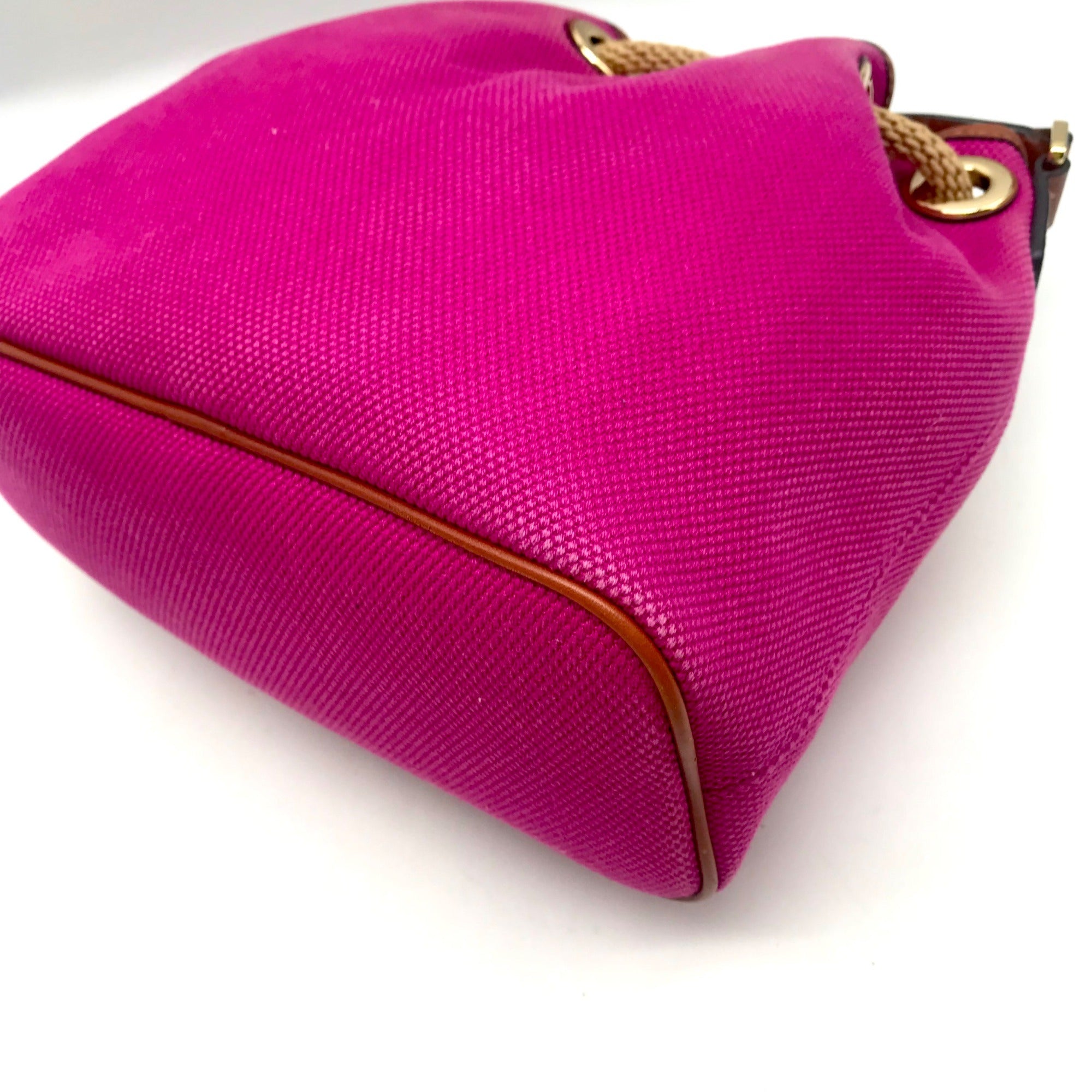 Michael Kors Fuchsia Canvas Marina Gathered Tote Bag