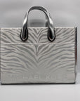 Michael Kors Gigi Silver Zebra Print Large Grab Tote