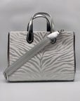 Michael Kors Gigi Silver Zebra Print Large Grab Tote