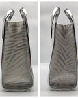 Michael Kors Gigi Silver Zebra Print Large Grab Tote