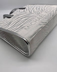 Michael Kors Gigi Silver Zebra Print Large Grab Tote