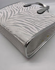 Michael Kors Gigi Silver Zebra Print Large Grab Tote