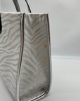 Michael Kors Gigi Silver Zebra Print Large Grab Tote