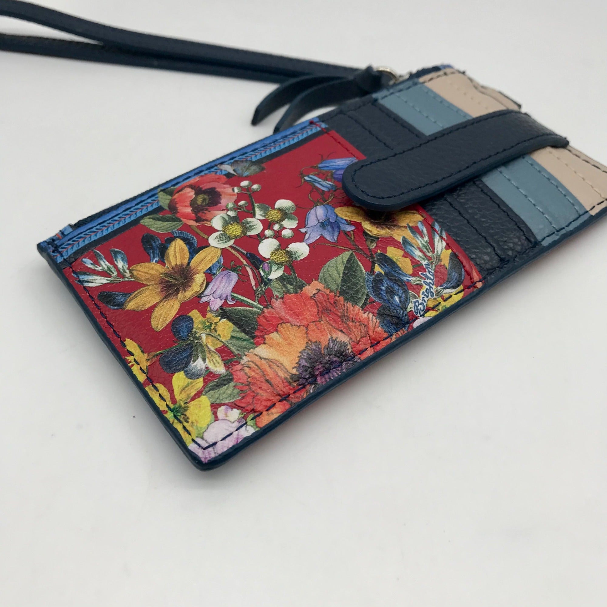 Brighton Red Pebbled Leather Blossom Hill Rouge Card Wristlet