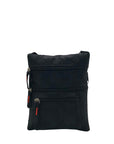 Black Nylon Patterned Multi-Pocket Crossbody Bag