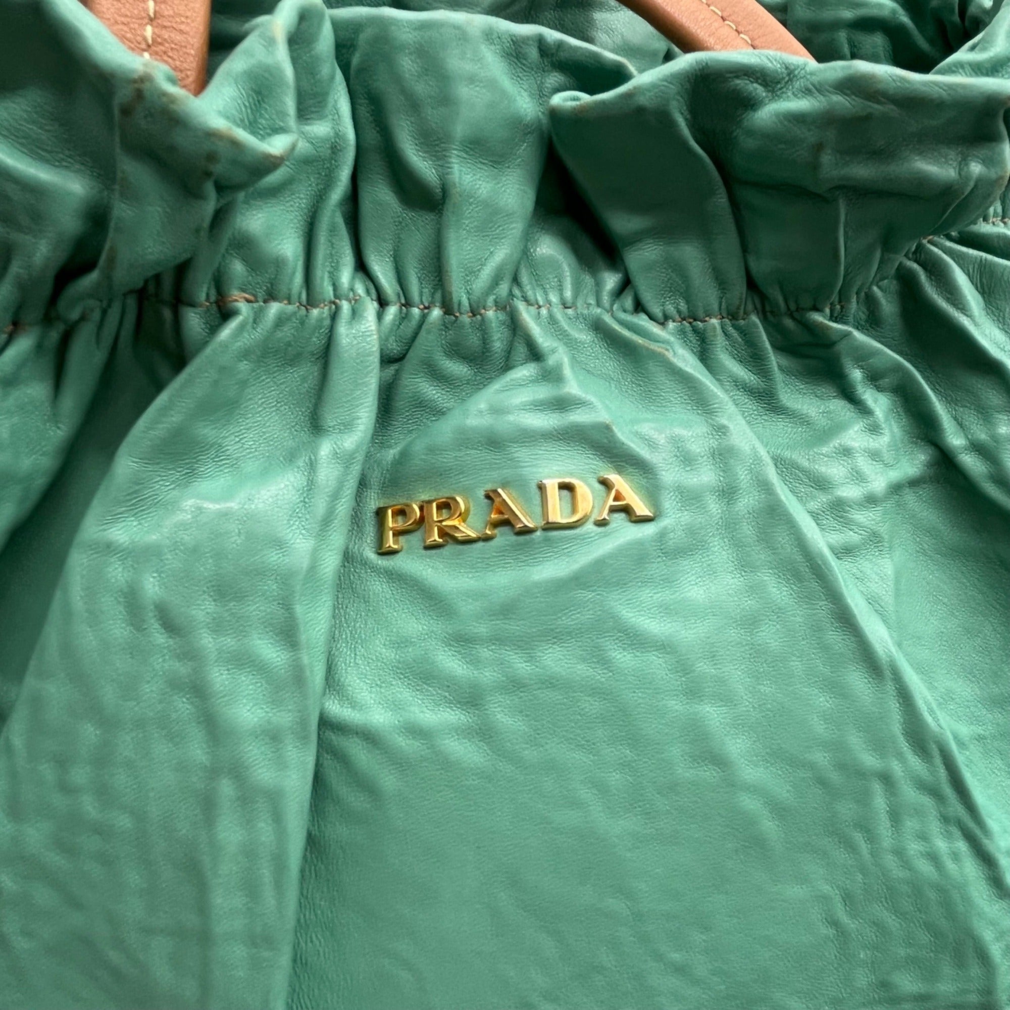 Prada Green Leather Shoulder Bag