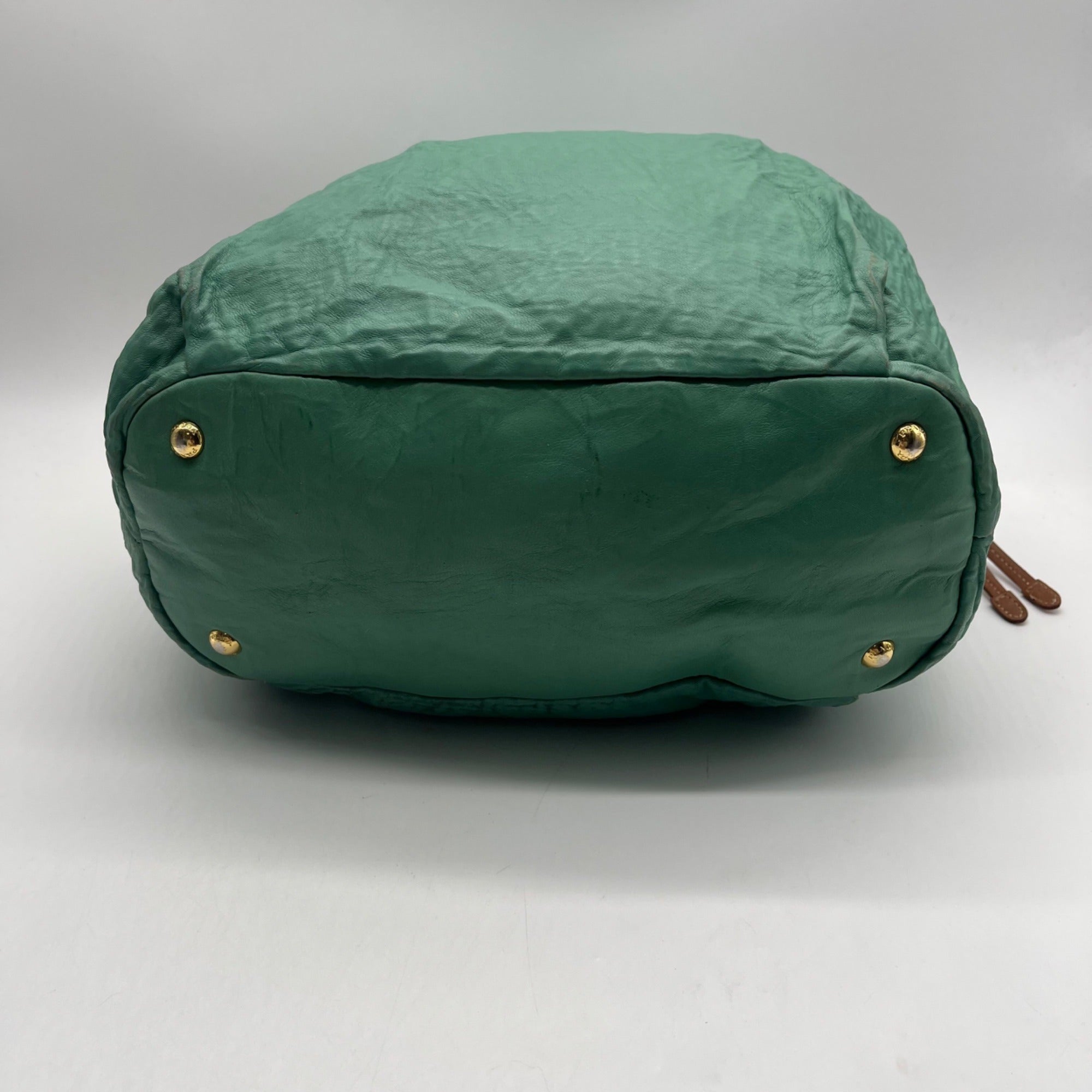 Prada Green Leather Shoulder Bag