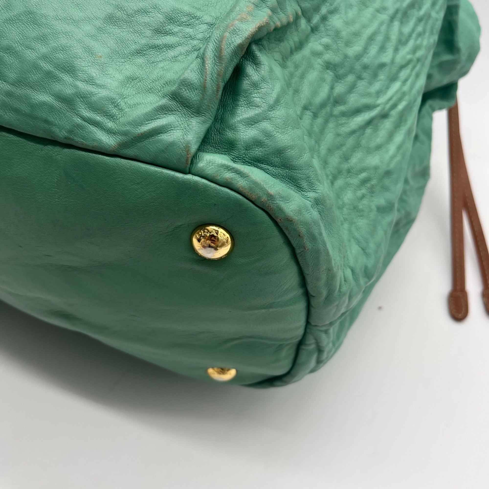 Prada Green Leather Shoulder Bag