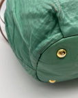 Prada Green Leather Shoulder Bag