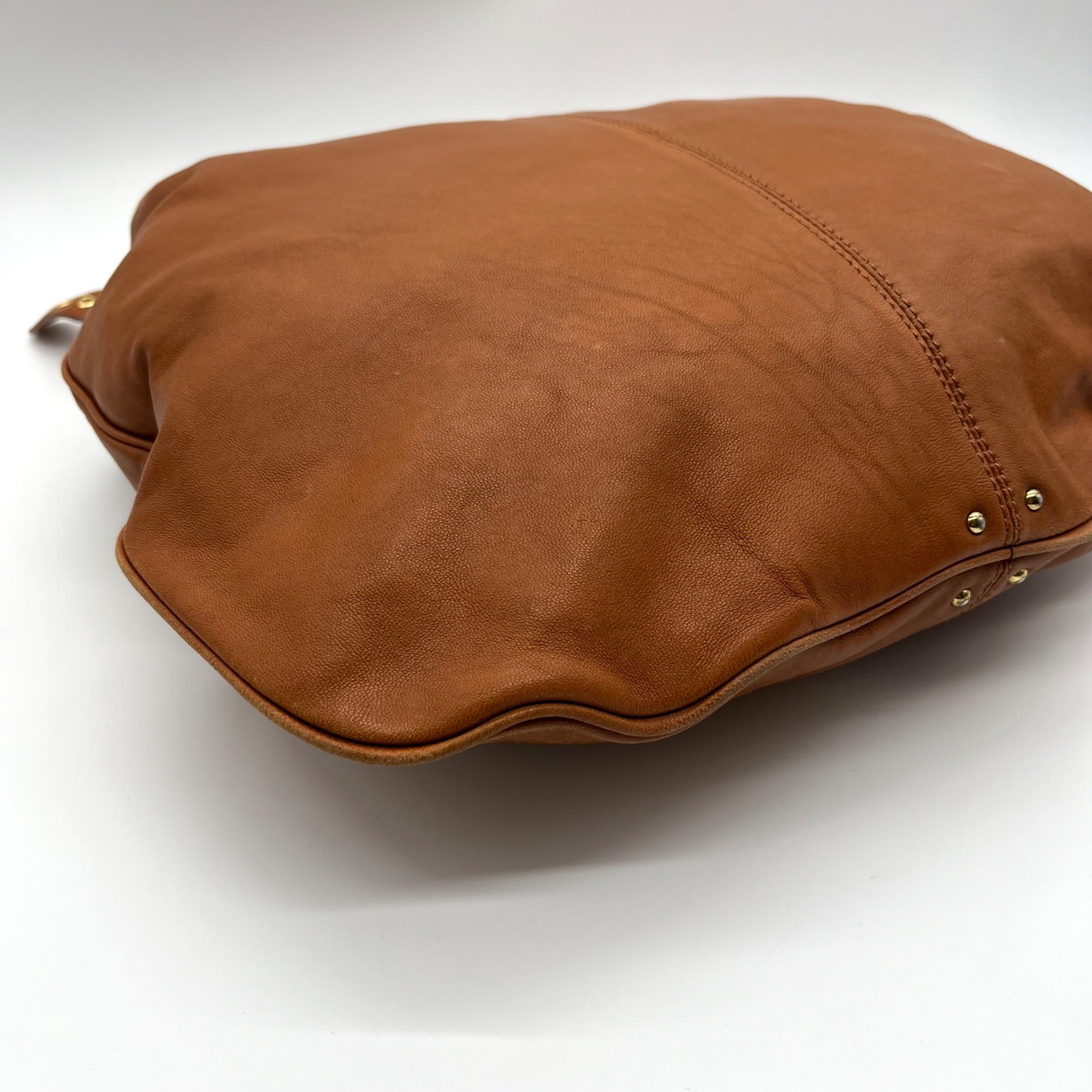 Badgley Mischka Acorn Brown Leather Hobo Bag