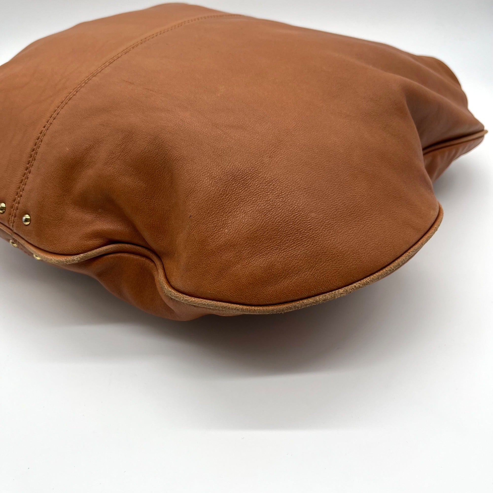 Badgley Mischka Acorn Brown Leather Hobo Bag