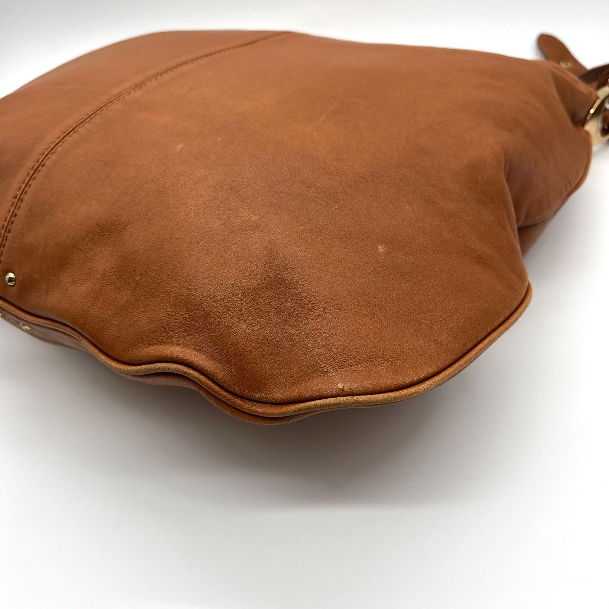 Badgley Mischka Acorn Brown Leather Hobo Bag