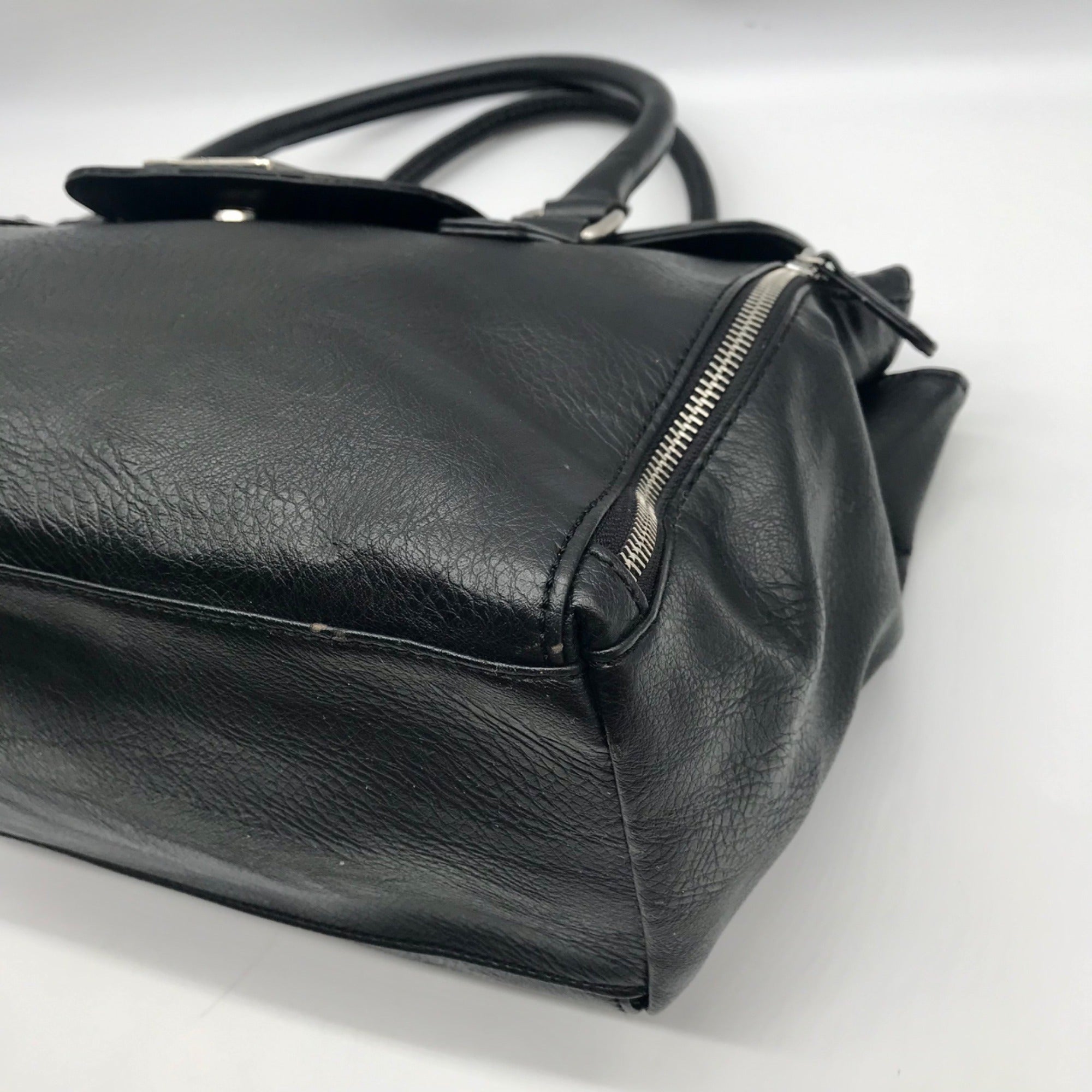 Nine West Black Pebbled Faux Leather Satchel Bag