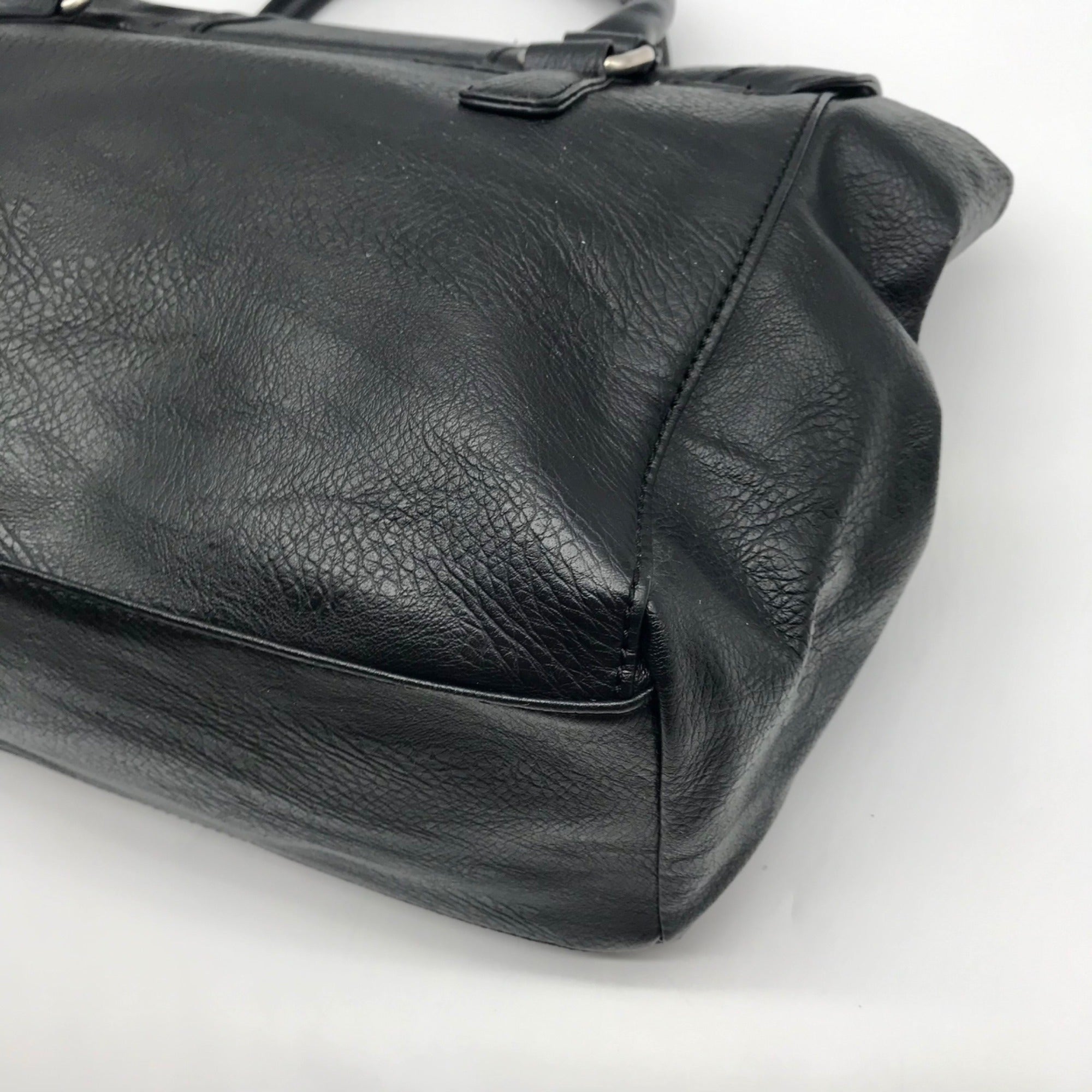 Nine West Black Pebbled Faux Leather Satchel Bag