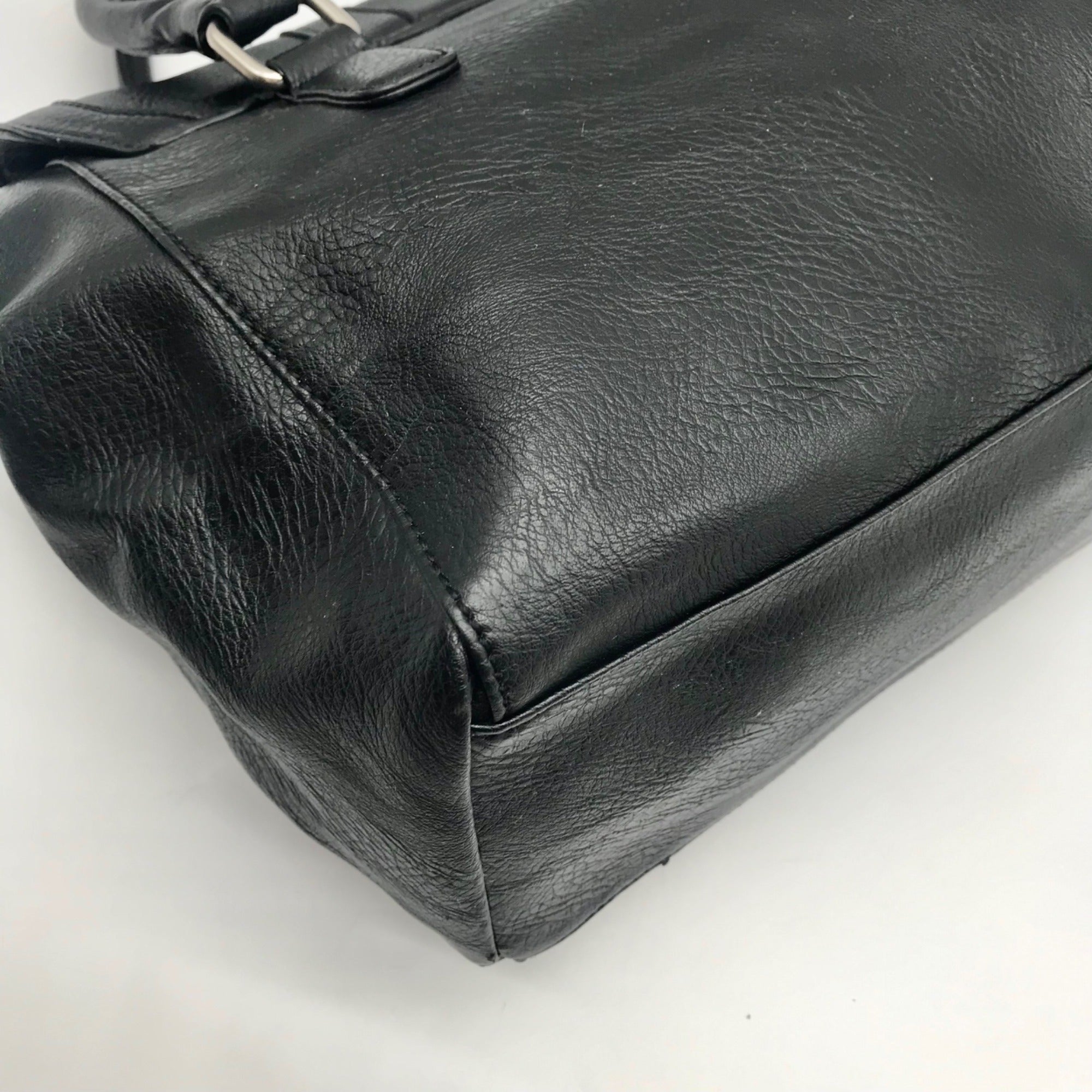 Nine West Black Pebbled Faux Leather Satchel Bag