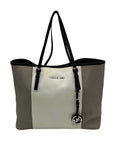 Michael Kors Gray And White Leather Colorblock Tote Bag