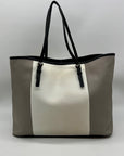 Michael Kors Gray And White Leather Colorblock Tote Bag