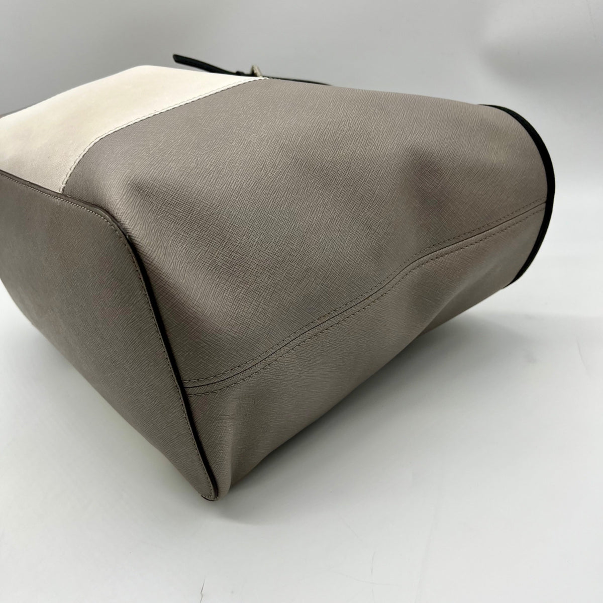 Michael Kors Gray And White Leather Colorblock Tote Bag