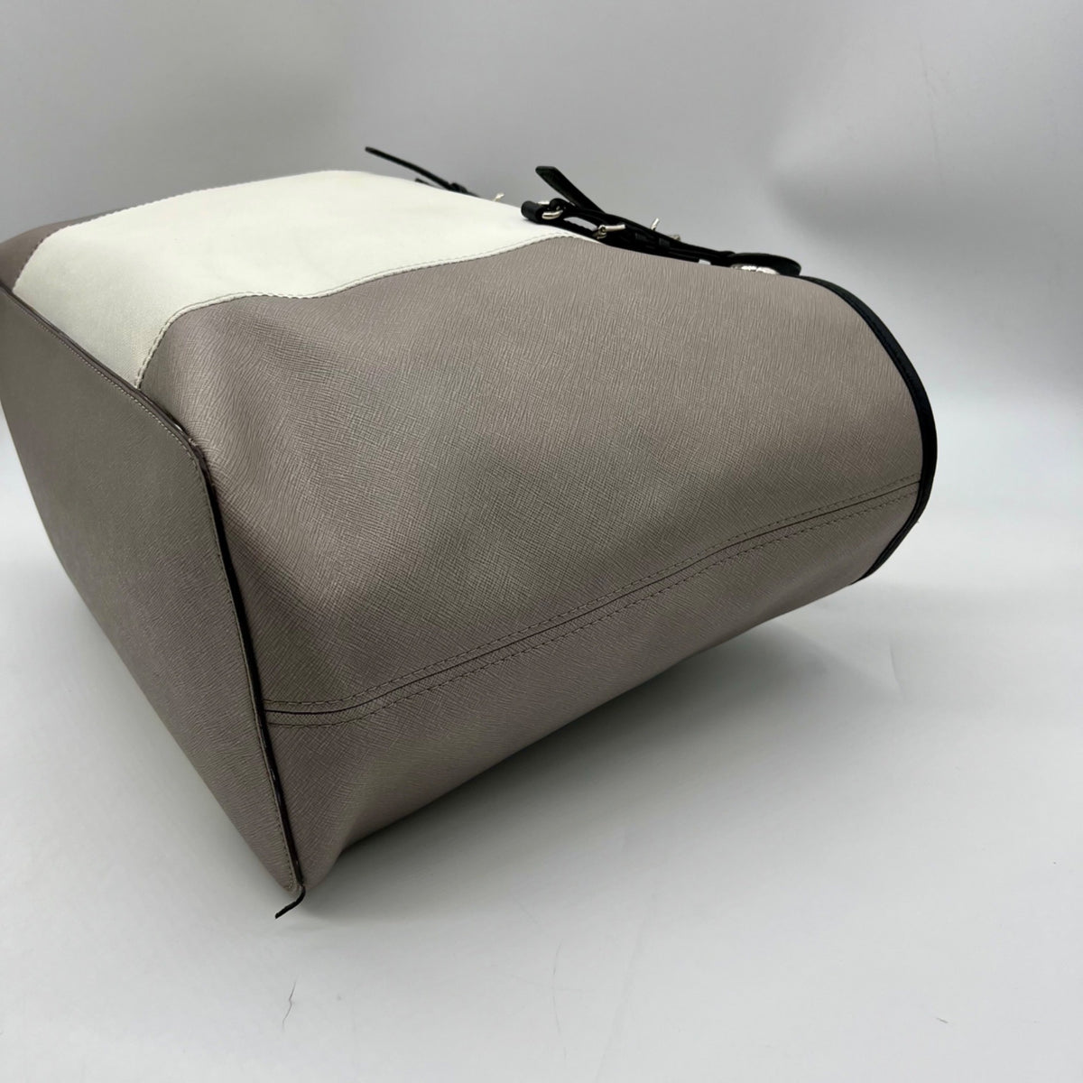 Michael Kors Gray And White Leather Colorblock Tote Bag