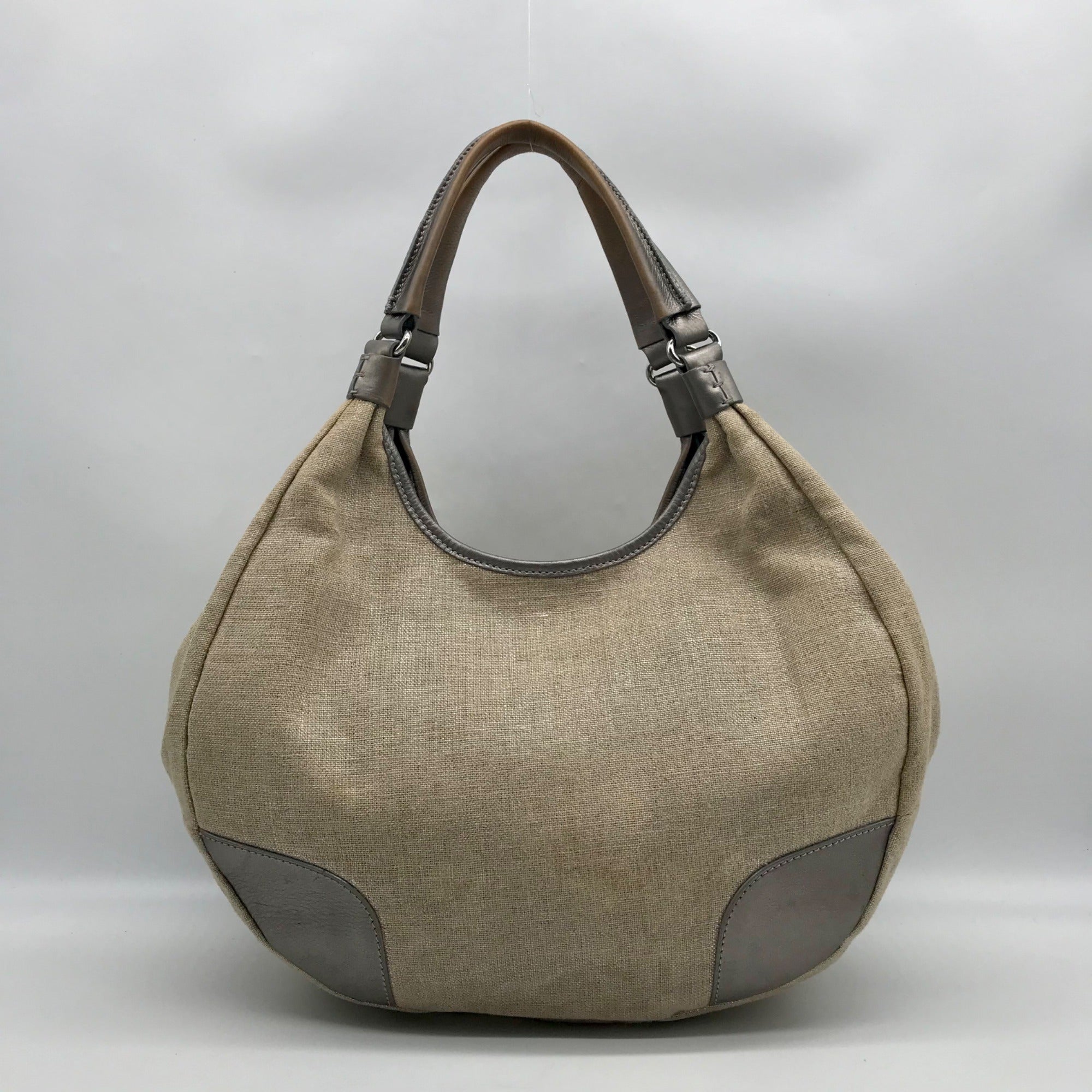 Kate Spade Silver and Beige Linen Hobo Bag