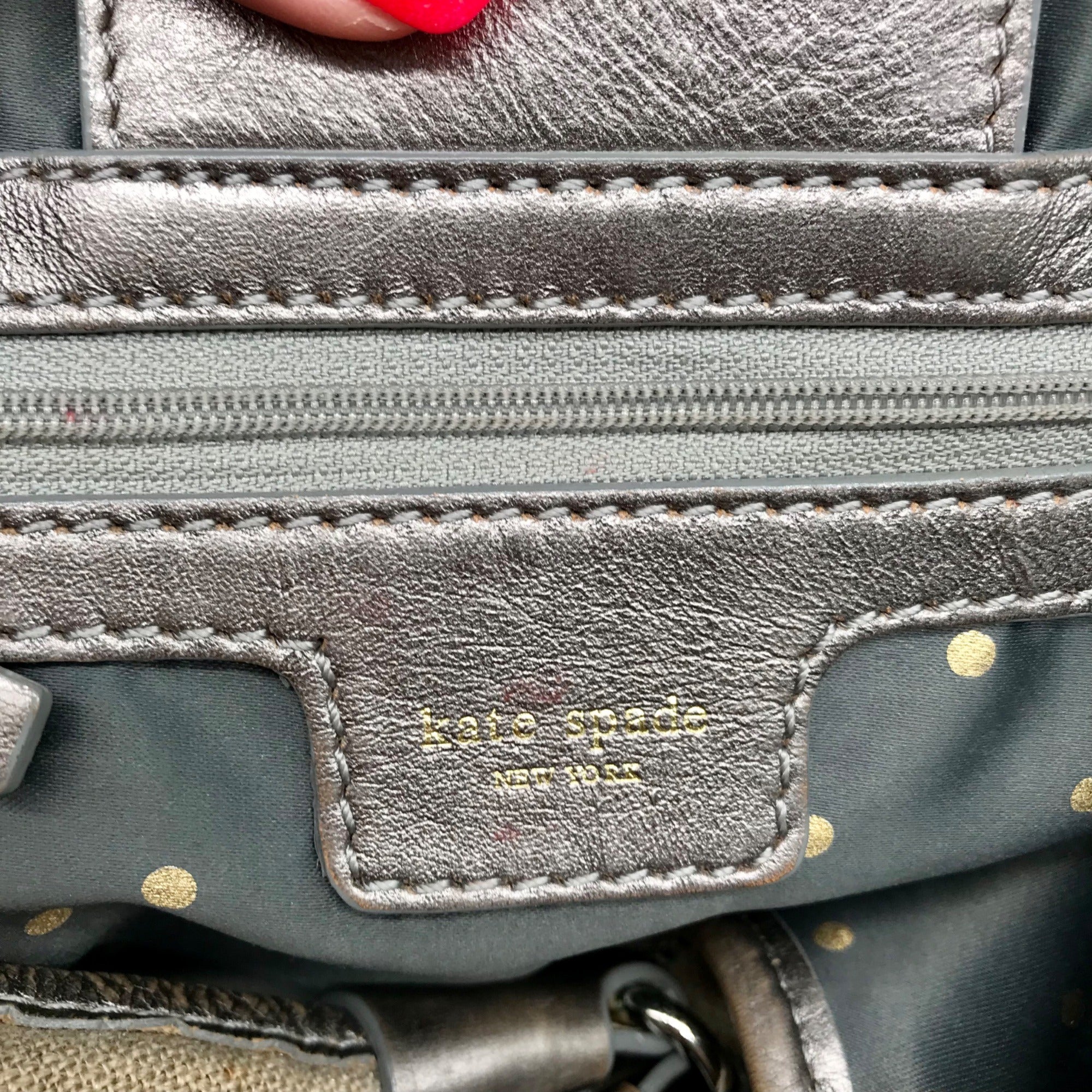Kate Spade Silver and Beige Linen Hobo Bag