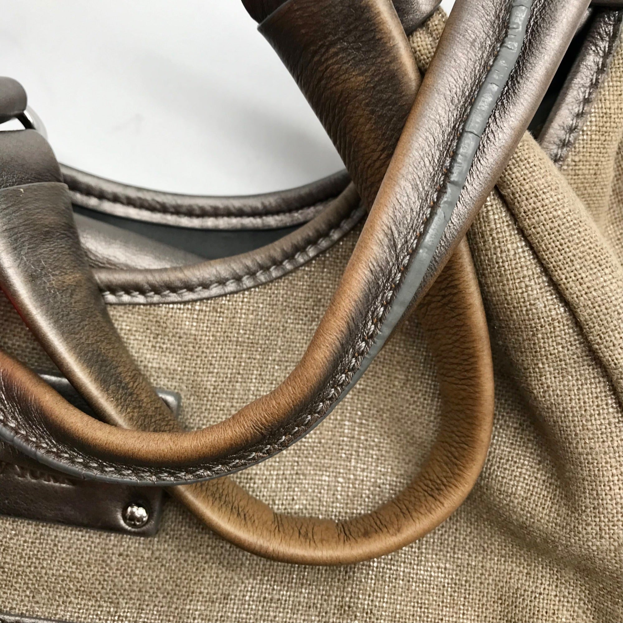 Kate Spade Silver and Beige Linen Hobo Bag