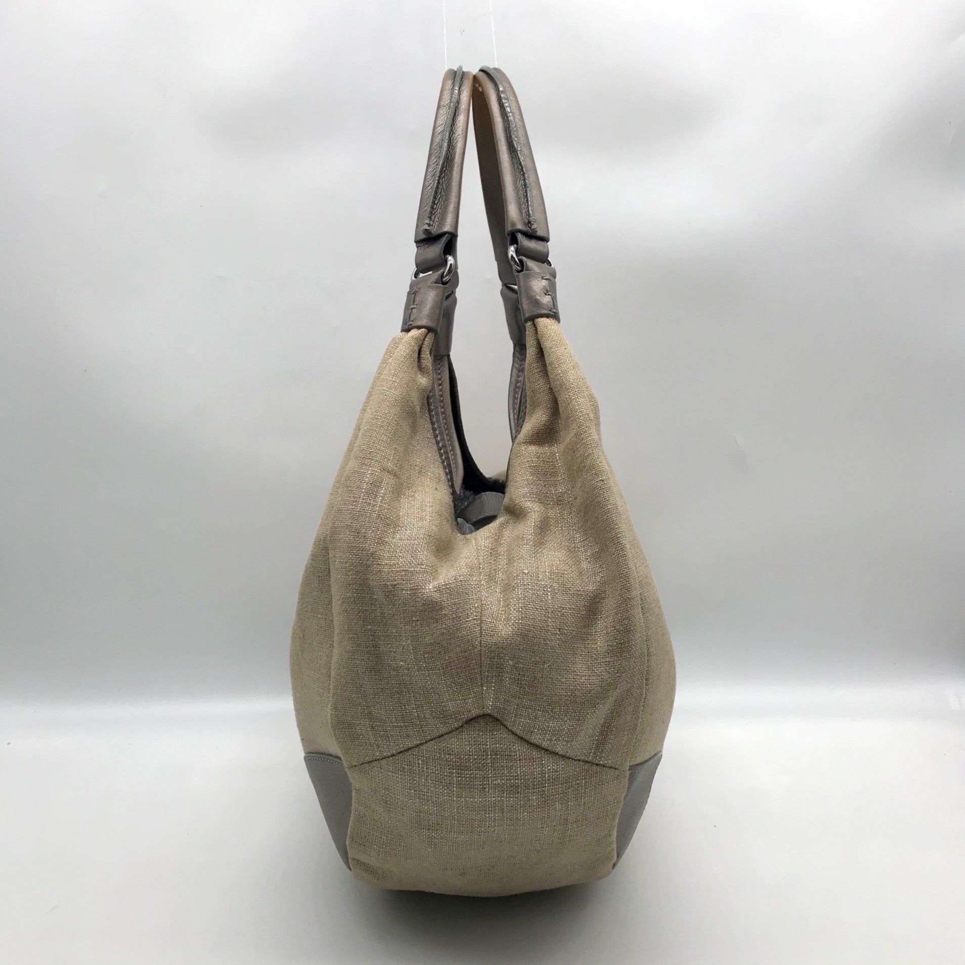 Kate Spade Silver and Beige Linen Hobo Bag