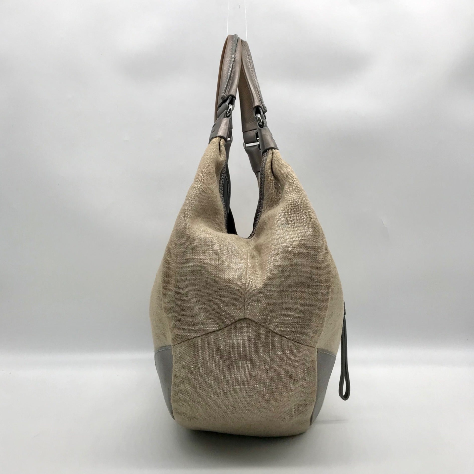 Kate Spade Silver and Beige Linen Hobo Bag