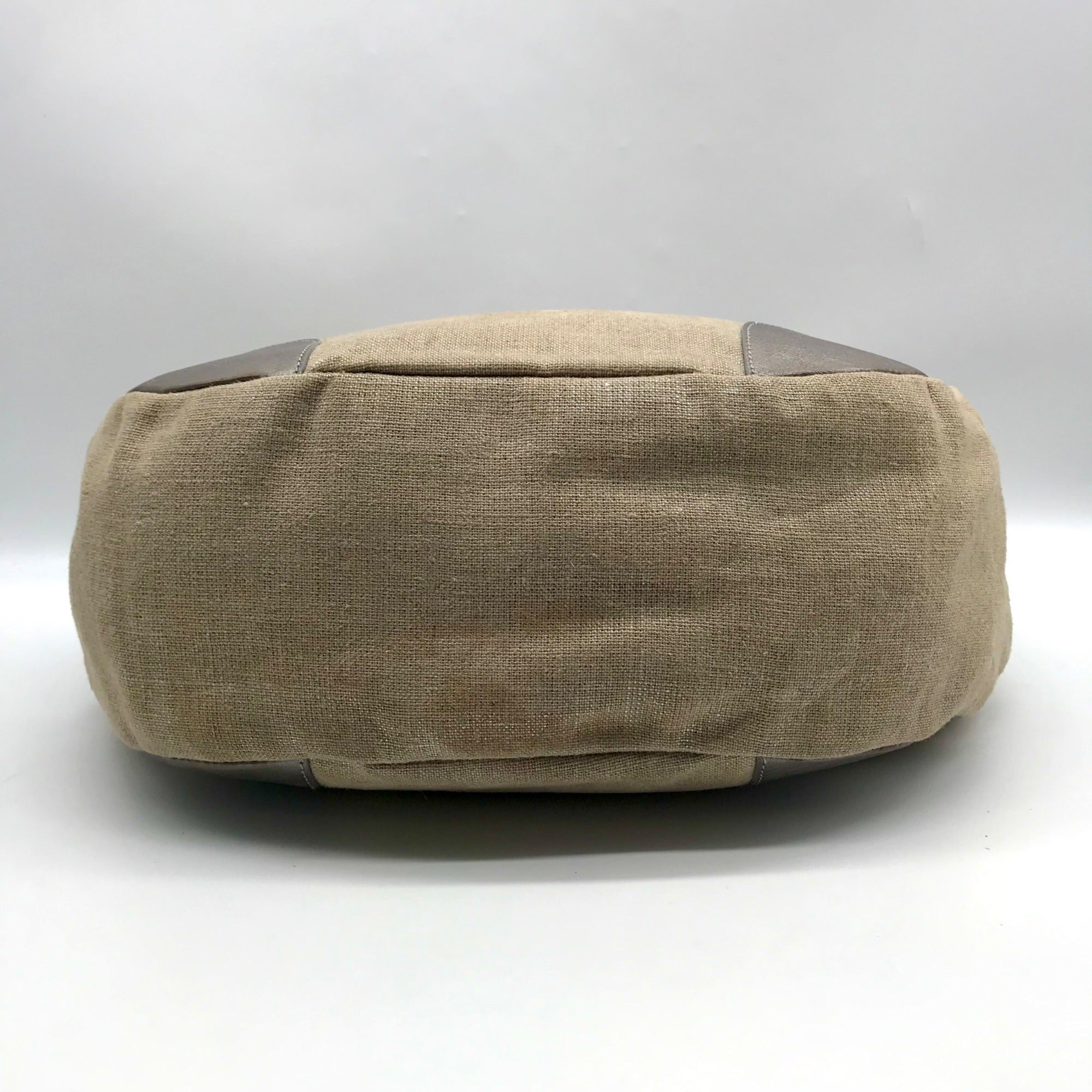 Kate Spade Silver and Beige Linen Hobo Bag