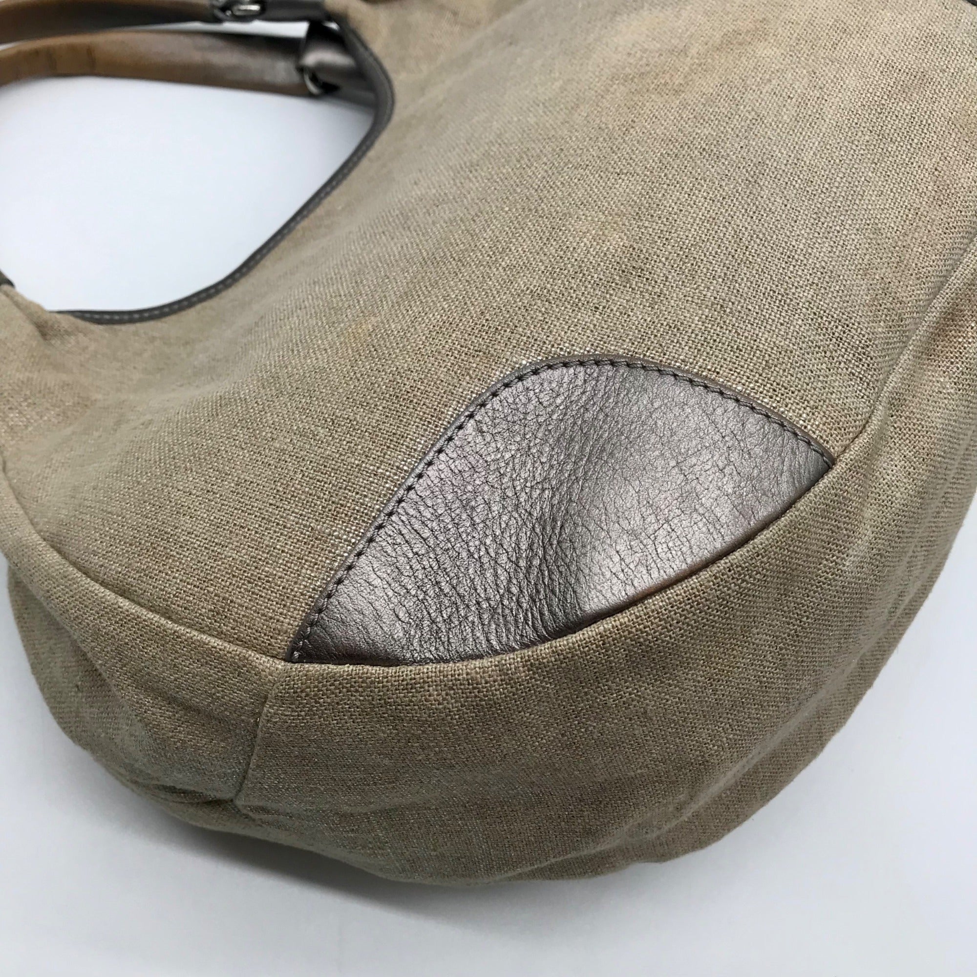 Kate Spade Silver and Beige Linen Hobo Bag