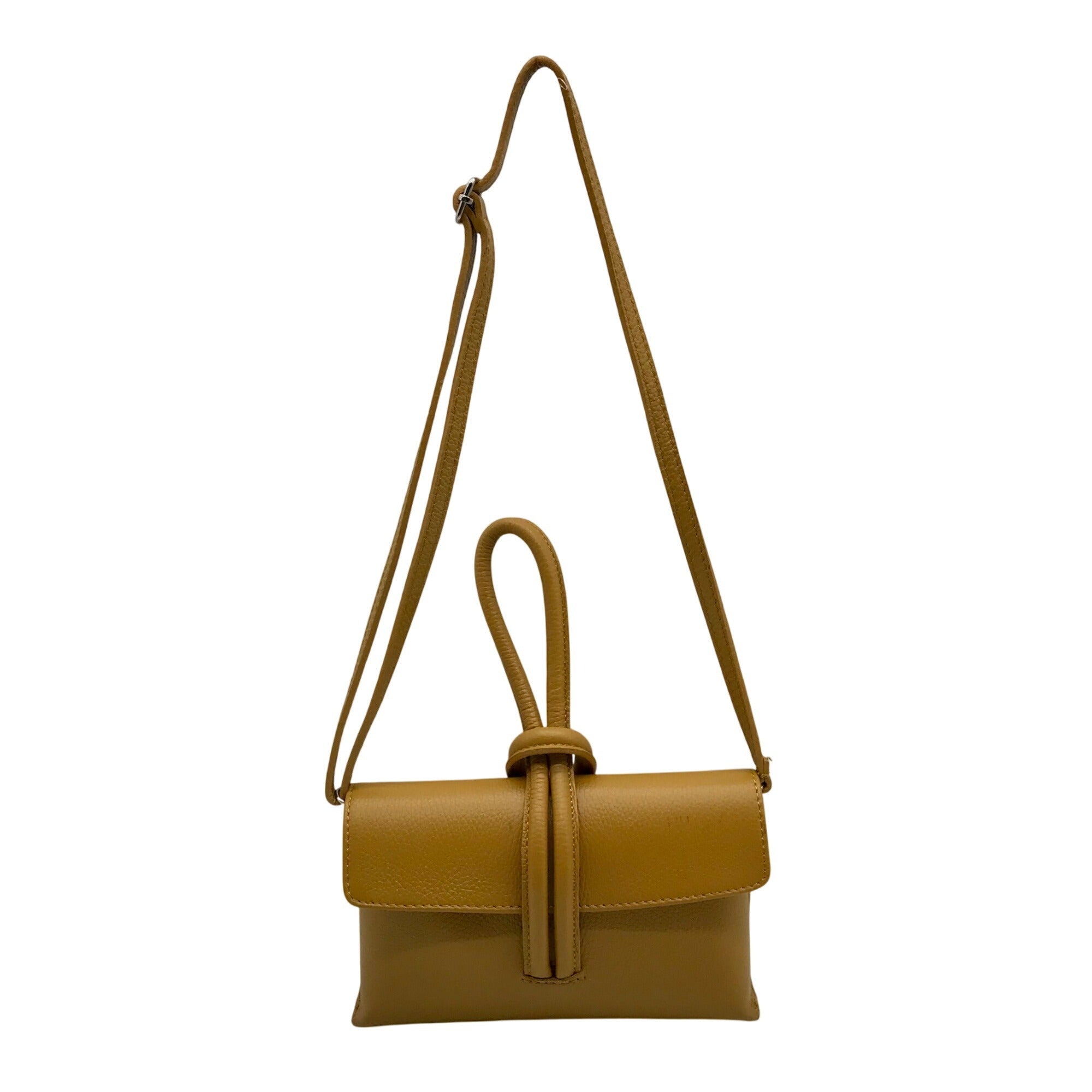 Borse in Pelle Mustard Yellow Italian Leather Crossbody Bag