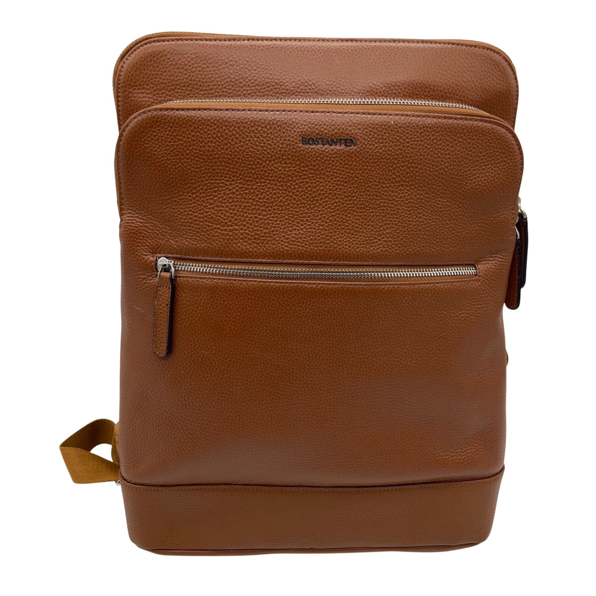 Bostanten Rich Cognac Pebbled Leather Backpack