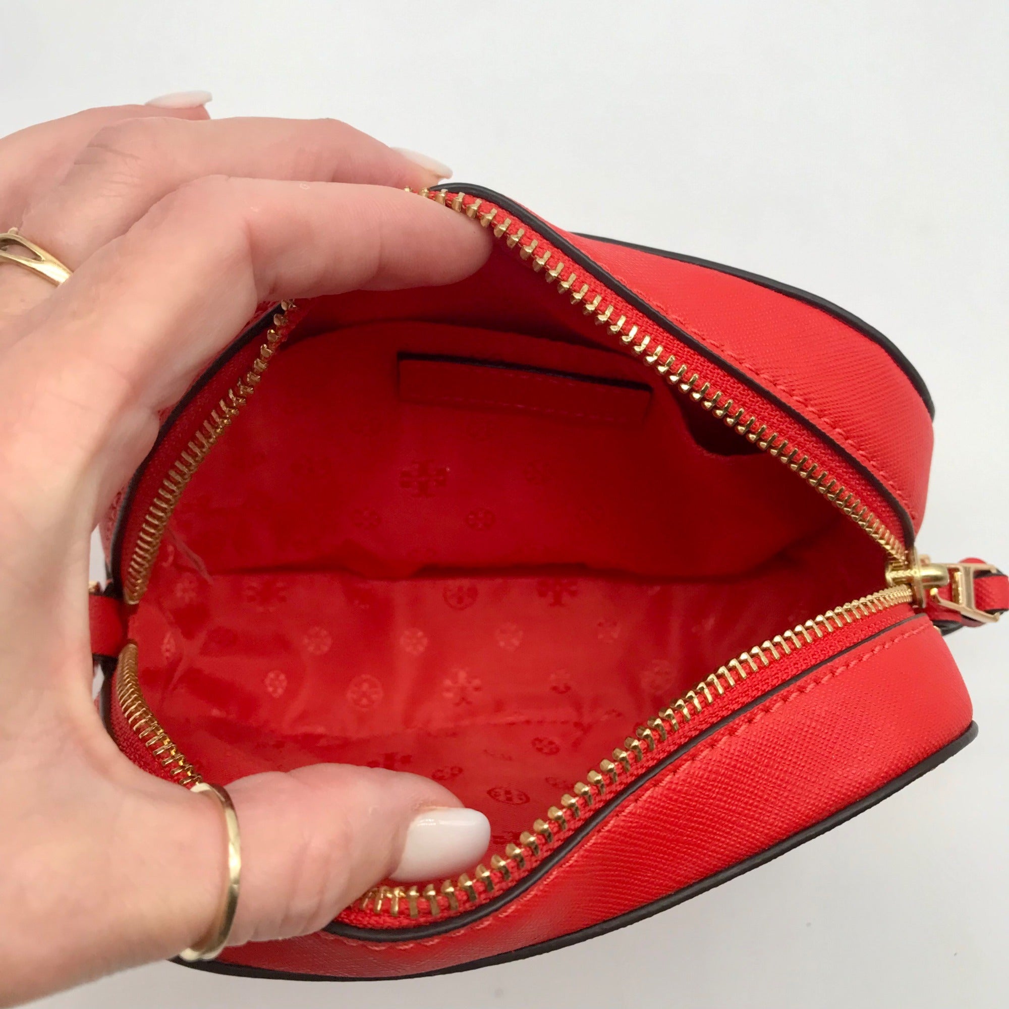 Tory Burch Orange Saffiano Leather Robinson Round Crossbody Bag