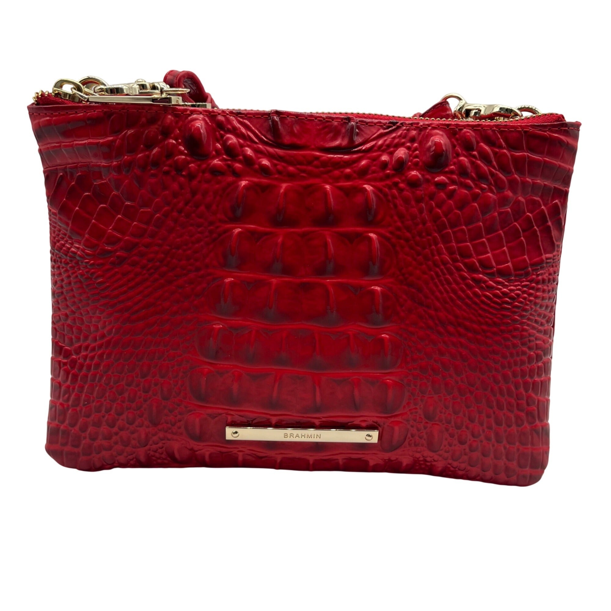 Brahim Red Croc-Embossed Leather Crossbody