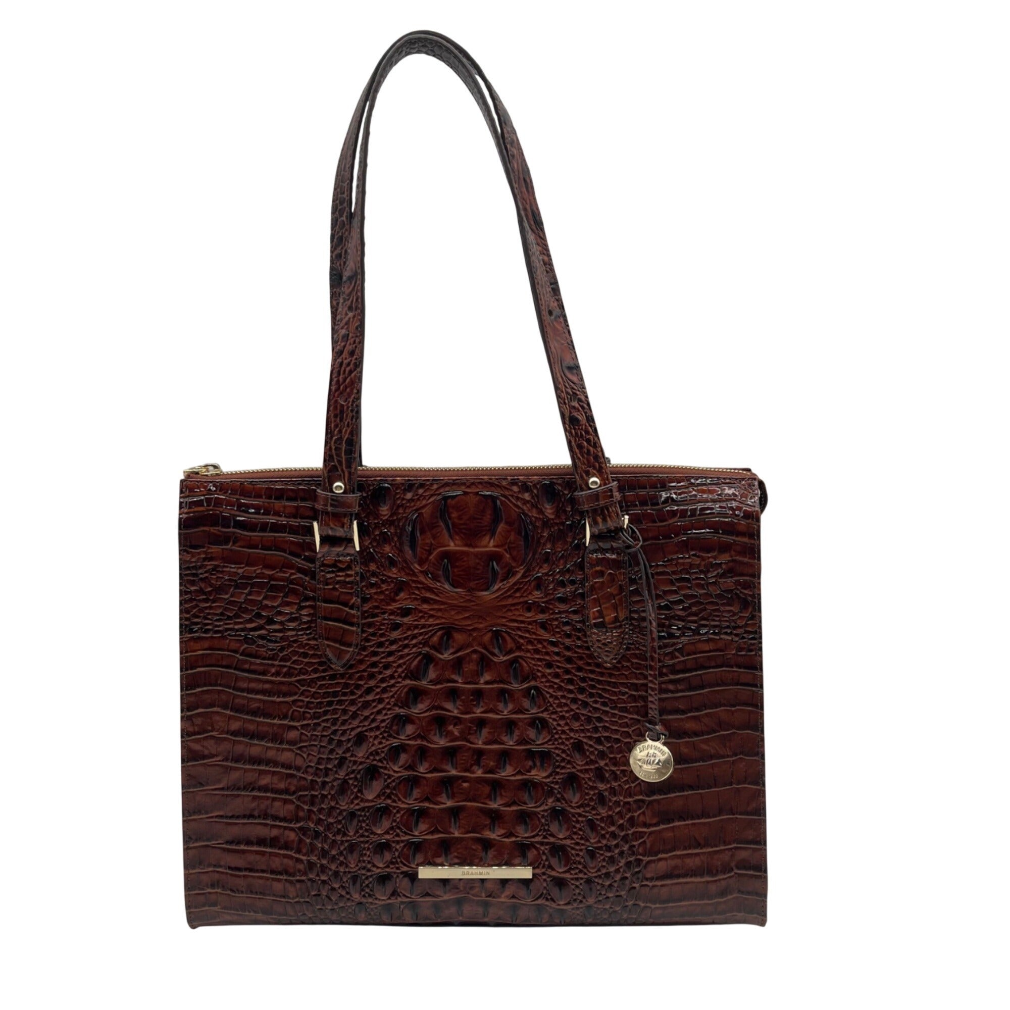 Brahmin Anywhere Melbourne Embossed Leather Tote – Pecan Melbourne