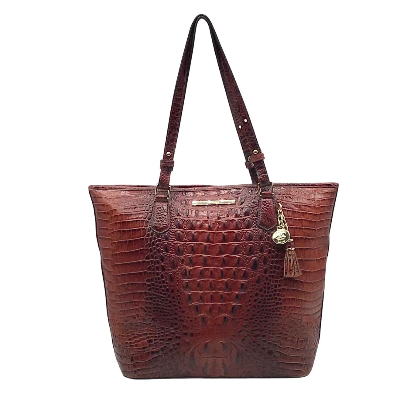 Brahmin Brown Melbourne Croc Embossed Leather Asher Tote Bag
