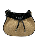 Brahmin Eliana Folsom Tan Mini Raffia Drawstring Crossbody Bag