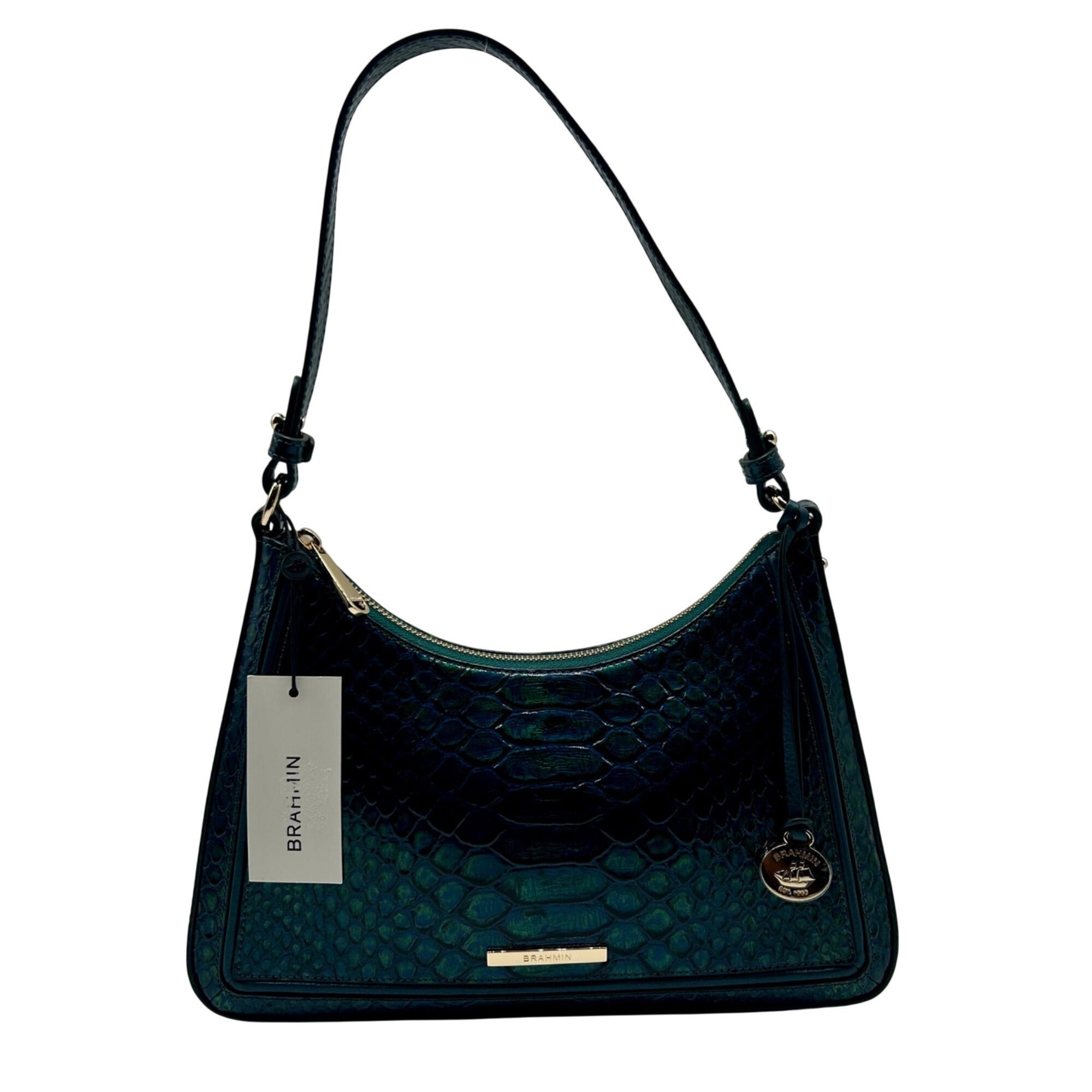 Brahmin Evergreen Croc-Embossed Esme Shoulder Bag Kalopsia Collection