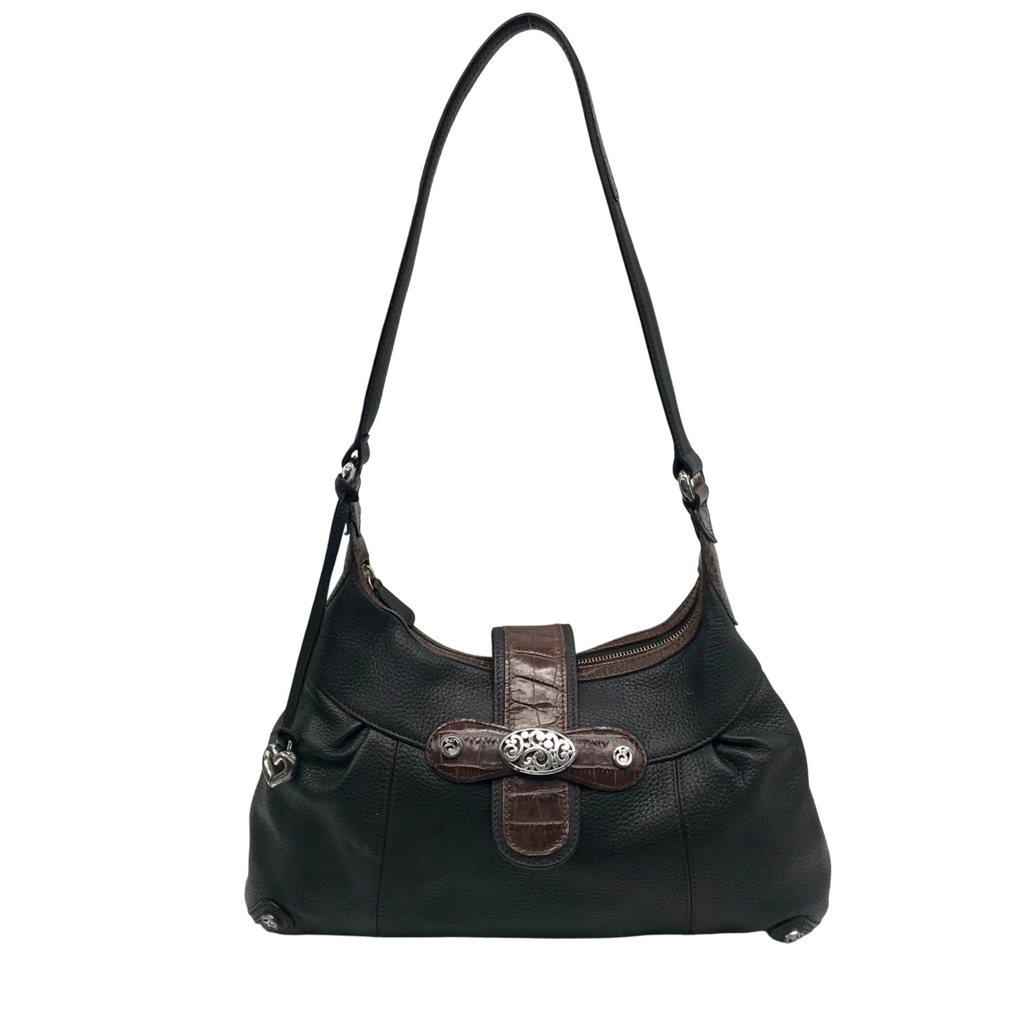 Brighton Black & Brown Leather Vintage Shoulder Bag 