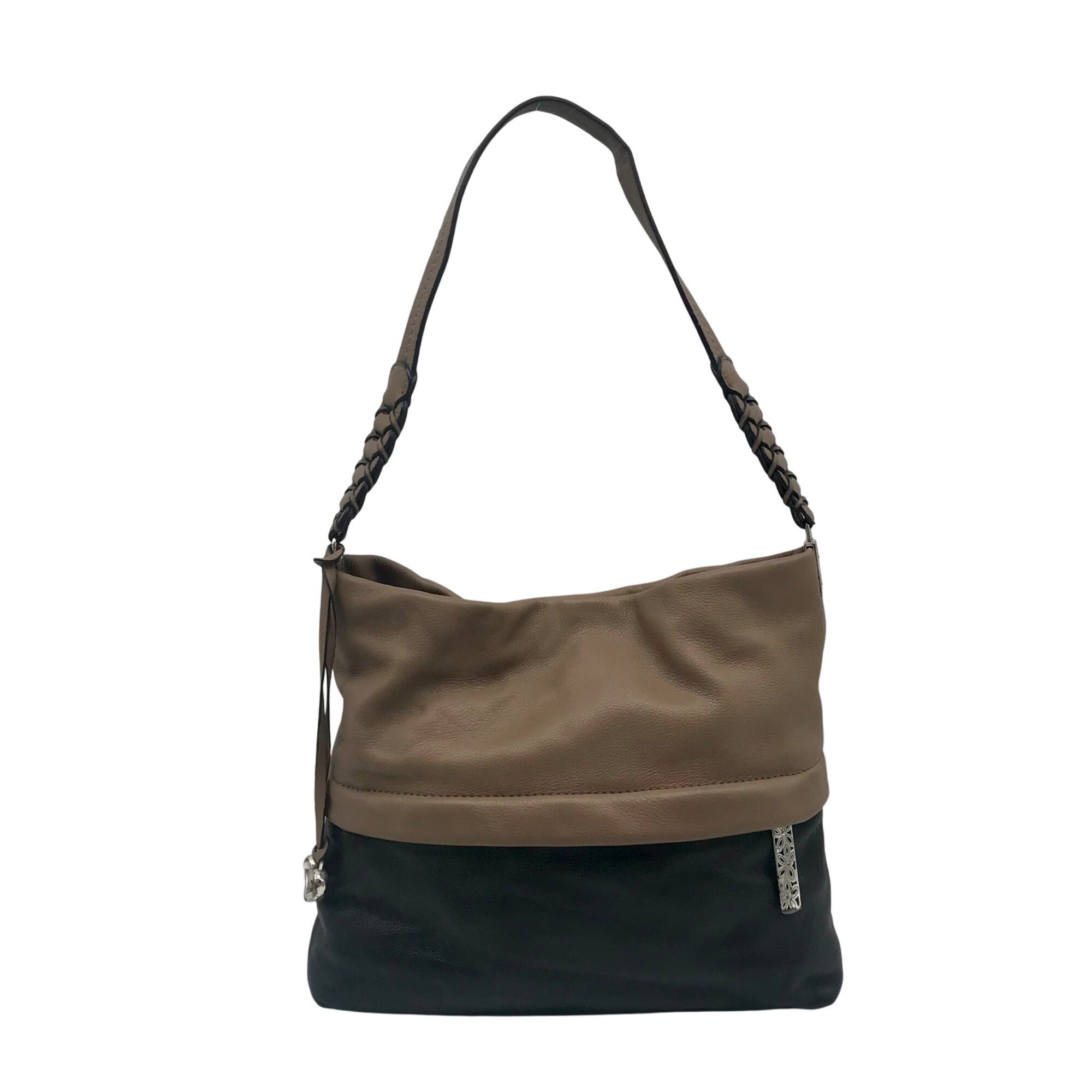 Brighton Brown & Black Leather Color-block Shoulder Bag