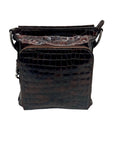 Brighton Brown Croc-Embossed Organizer Shoulder Bag
