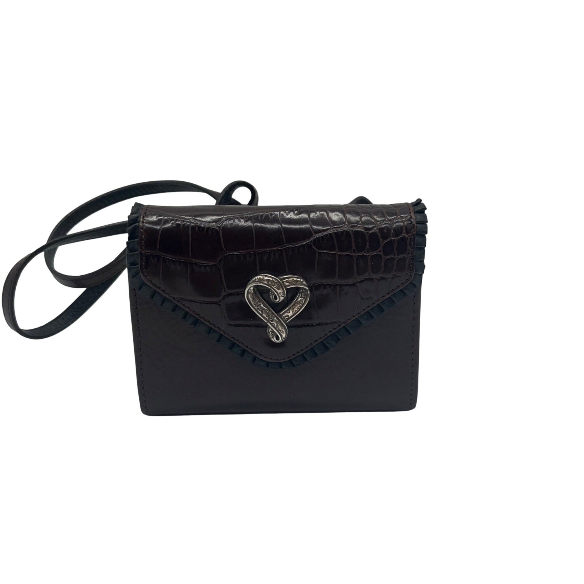 Brighton Brown Croc-Embossed Wallet Crossbody